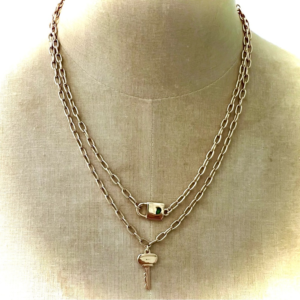 NWT J CREW Lock & Key Gold Necklace